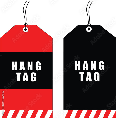 Hang tagElevate your brand with these bold and modern hang tags in striking red and black, perfect for stylish and professional retail promotions. Ideal for any store or business.