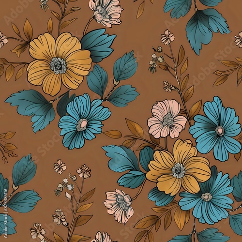 Traditional Folk Art Inspired Floral Pattern