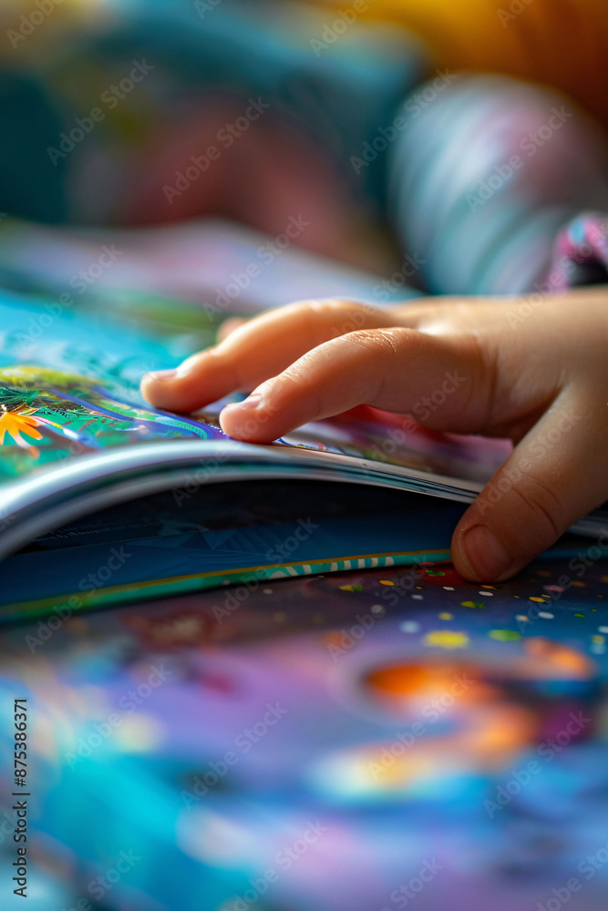 Close-Up of Child Reading Illustrated Book Close-Up of Child Reading Illustrated Book