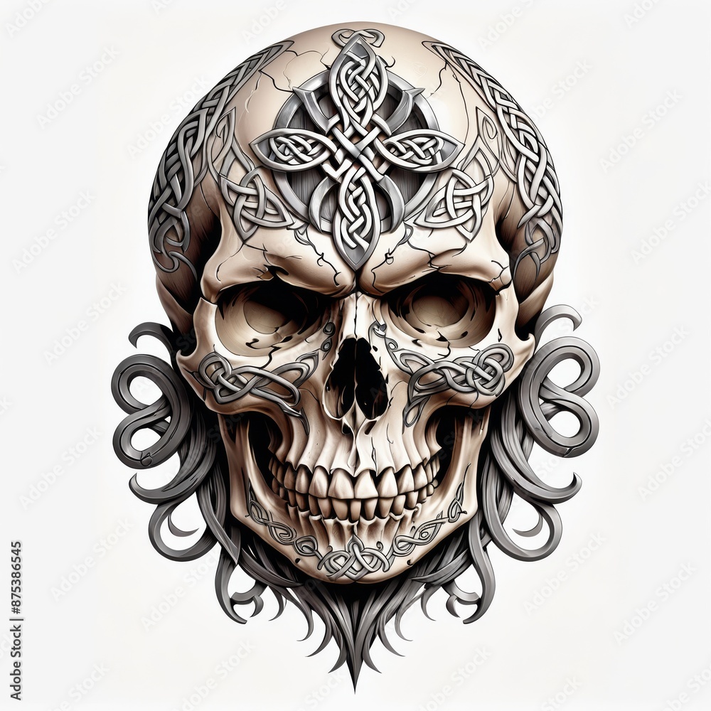 Naklejka premium Celtic Skull Ornament