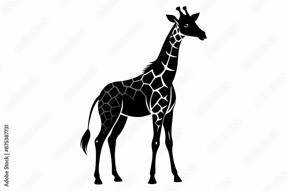 Fototapeta premium giraffe silhouette, giraffe vector silhouettes isolated on a white background, Wild animals silhouette, giraffe 