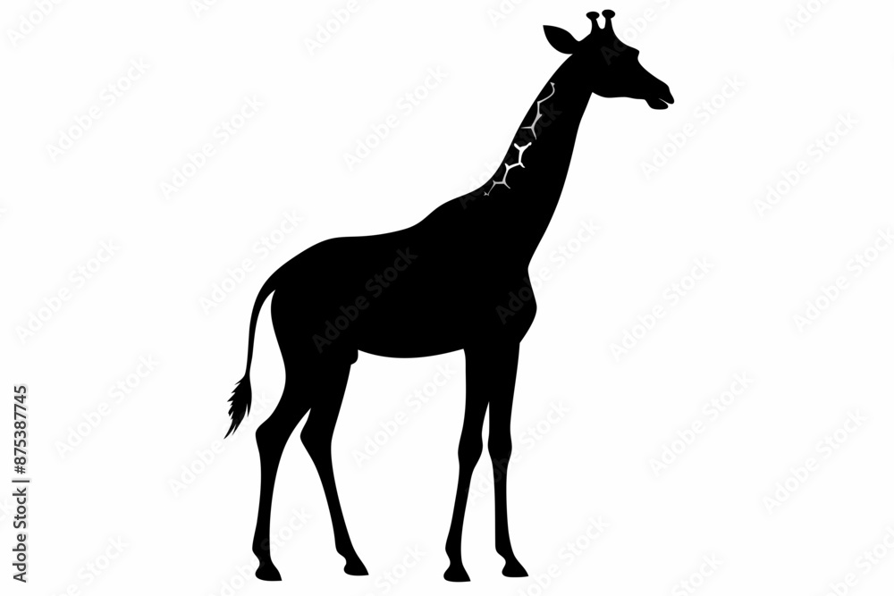 giraffe silhouette, giraffe vector silhouettes isolated on a white background, Wild animals silhouette, giraffe
