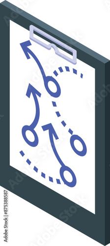 Coach is showing the game strategy using a clipboard with arrows and circles