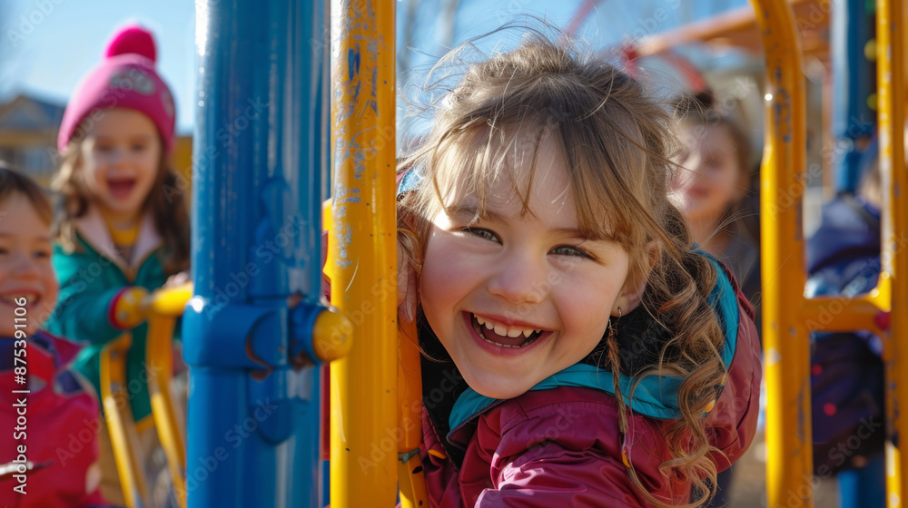 Happiness of cute little children at a playground outdoor, Children activity concept. Happiness of cute little children at a playground outdoor, Children activity concept.