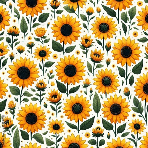 Sunny Sunflowers Seamless Floral Pattern © Sunday