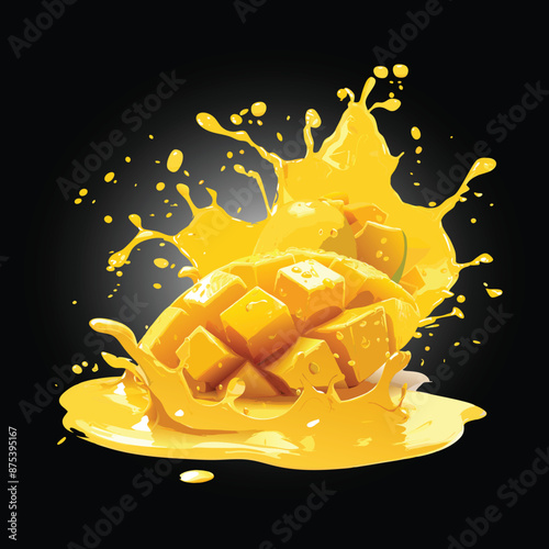 Mango liquids splash Vector eps file