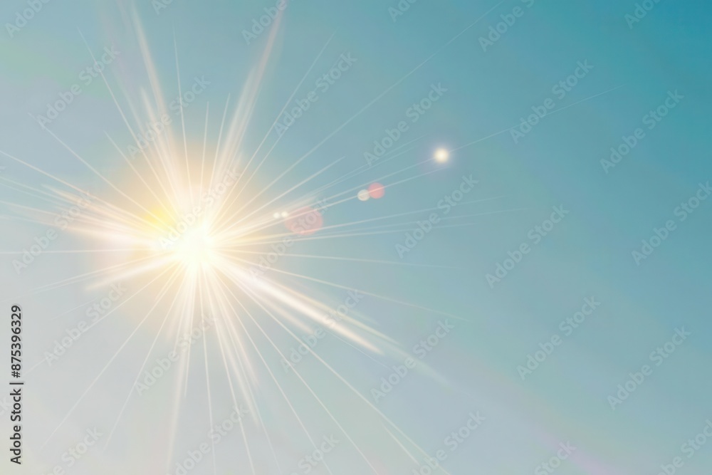 Bright sunlight with lens flare effect in a clear blue sky. Perfect for backgrounds, nature, and summer themes. Bright sunlight with lens flare effect in a clear blue sky. Perfect for backgrounds, nature, and summer themes.