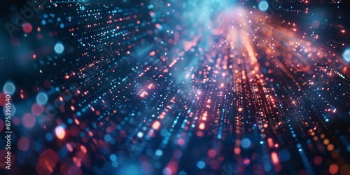 Wallpaper Mural A mesmerizing abstract digital landscape with glowing particles and light streaks in blue and orange hues, creating a futuristic atmosphere. Torontodigital.ca