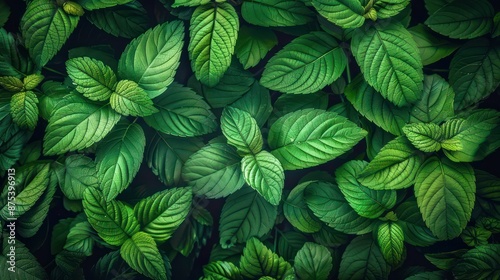 Wallpaper Mural Vibrant green mint leaves in close-up showcasing natural freshness. Torontodigital.ca