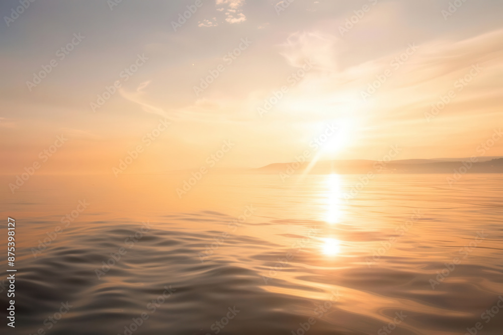 Fototapeta premium Person enjoying a scenic sunset cruise, calm waters, peaceful and happy