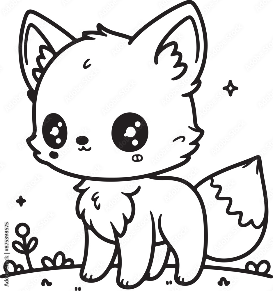 Fox liner art kawaii style , minimalist style, white background, full body, picture, Generator Ai Fox liner art kawaii style , minimalist style, white background, full body, picture, Generator Ai