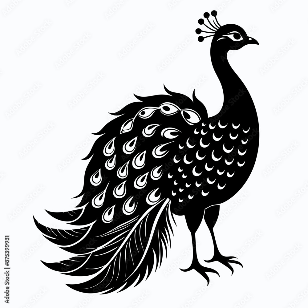 Fototapeta premium Peacock black silhouette