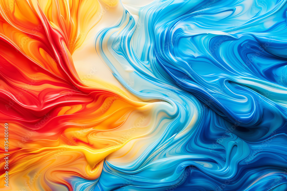 A vibrant color explosion with swirling paint in shades of blue, red, and yellow, Abstract, High resolution, Dynamic and visually captivating design A vibrant color explosion with swirling paint in shades of blue, red, and yellow, Abstract, High resolution, Dynamic and visually captivating design