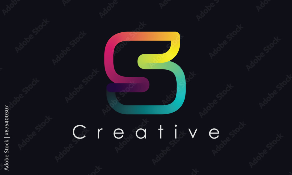 Abstract letter S logo design template. Colorful gradient line global wave bend creative sign logotype Abstract letter S logo design template. Colorful gradient line global wave bend creative sign logotype