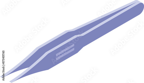 Illustration featuring steel cosmetic tweezers for eyebrow correction lying diagonally, in isometric view
