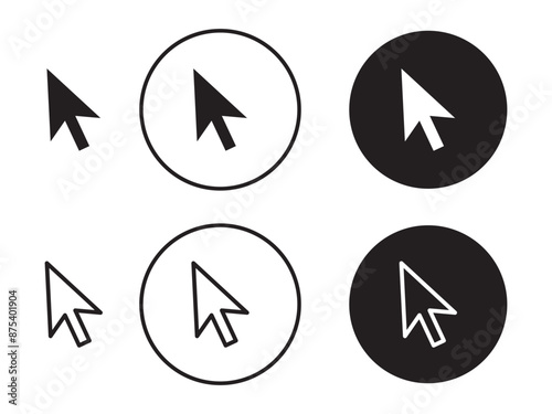 Click icon vector, Cursor icon. Computer mouse click cursor black arrow icons. pointer arrow vector isolated on white background.
