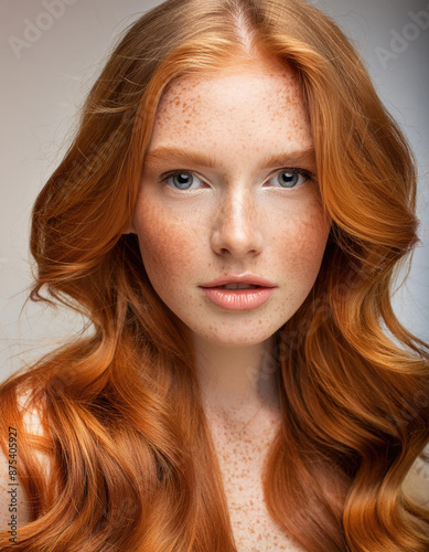 portrait of a woman with red hair and freckles