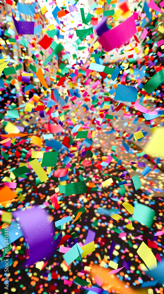 Vibrant multicolored confetti explosion in celebration event Vibrant multicolored confetti explosion in celebration event