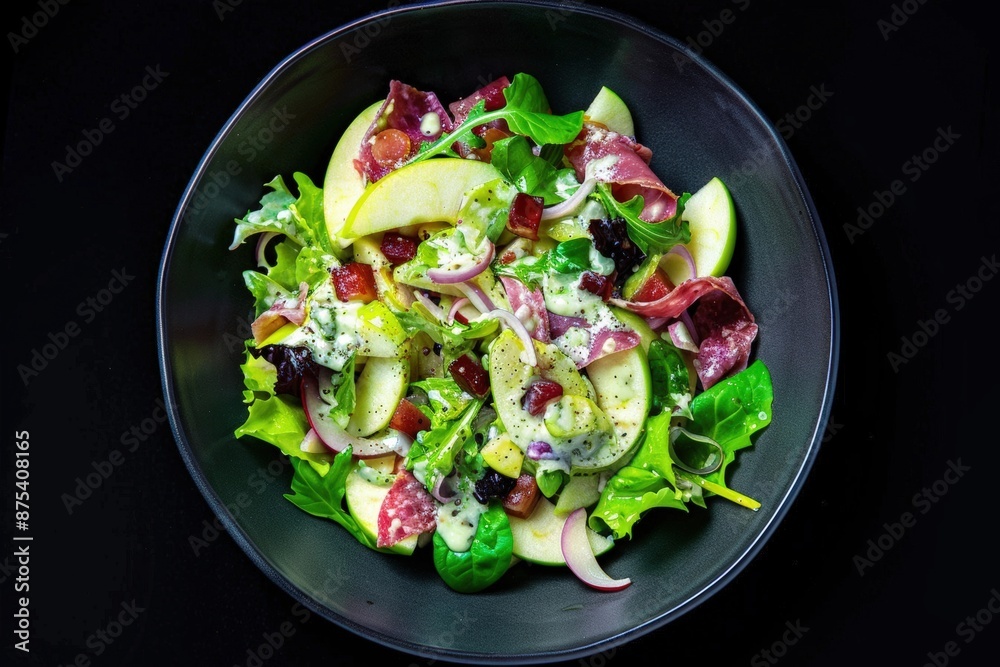 Crisp Apple and Ham Salad with Tangy Lemon Vinaigrette and Watercress Crisp Apple and Ham Salad with Tangy Lemon Vinaigrette and Watercress