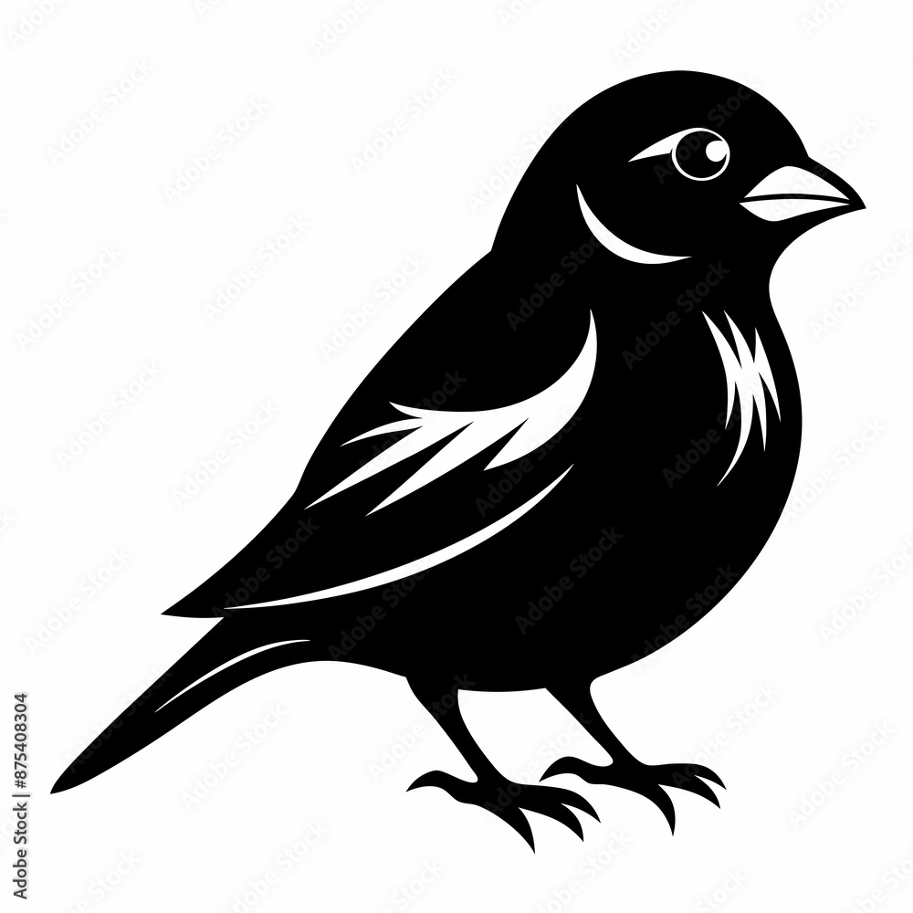 Fototapeta premium Sparrow black silhouette