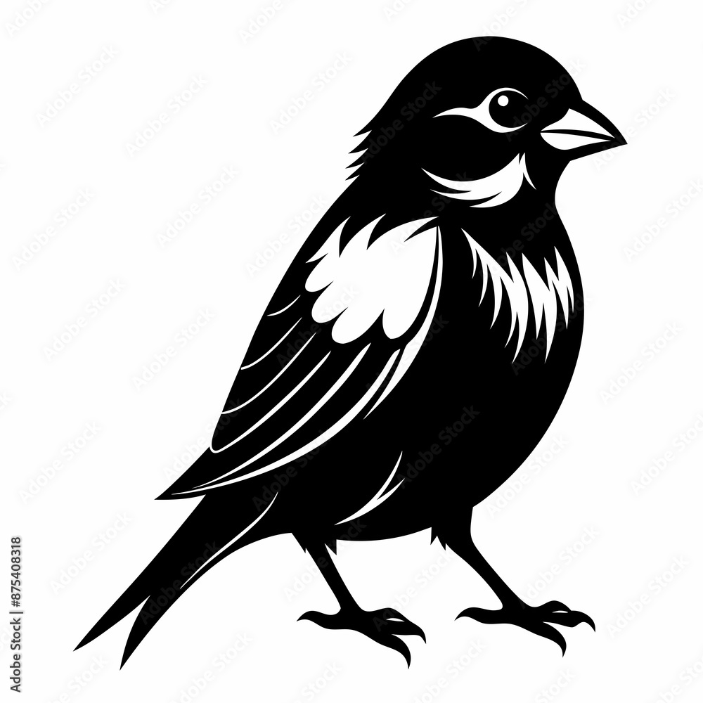 Fototapeta premium Sparrow black silhouette