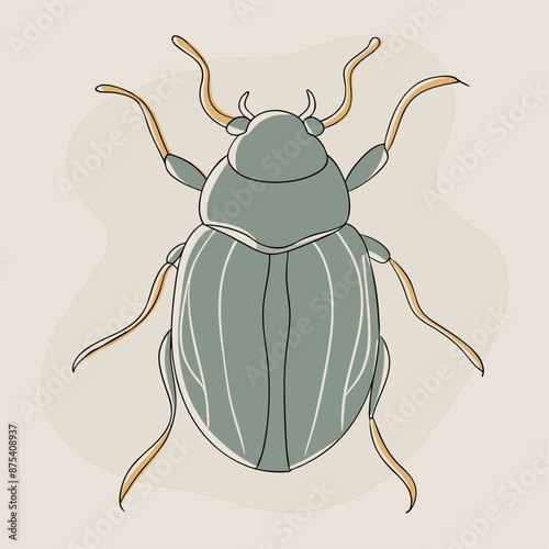 Brown beetle one line drawing sketch with simple line art (17)