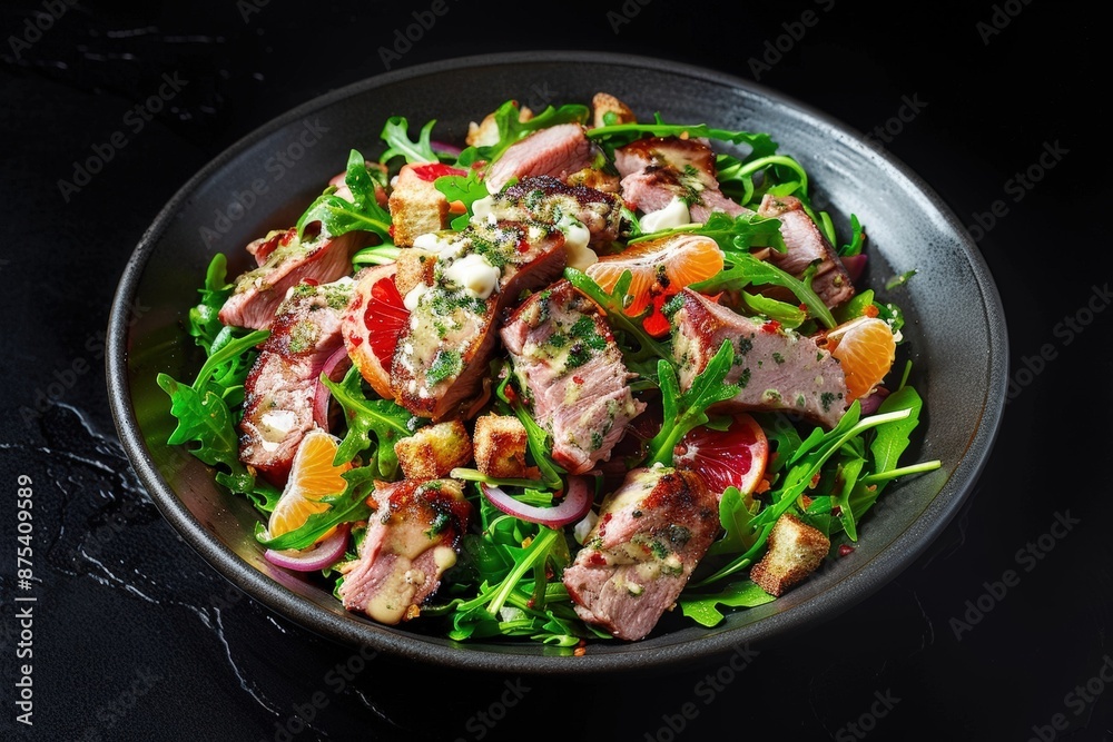 Seared Pork and Citrus Arugula Salad with Parmesan Seared Pork and Citrus Arugula Salad with Parmesan