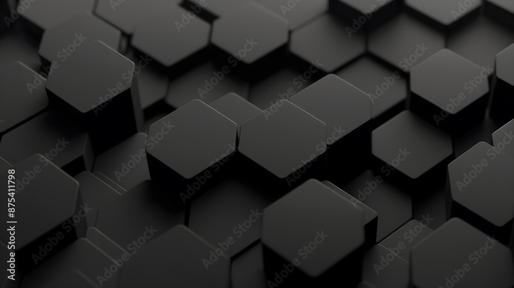 Abstract Black 3D Geometric Pattern with Shadows and Highlights Abstract Black 3D Geometric Pattern with Shadows and Highlights