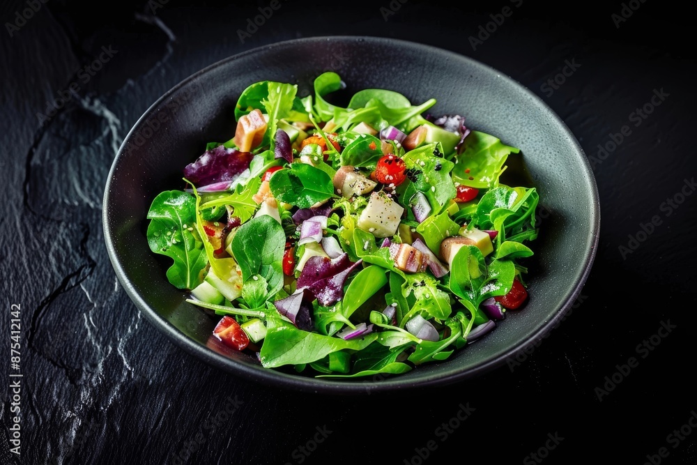 Mouthwatering Basque Tossed Salad with Red Wine Vinaigrette and Mixed Leaves Mouthwatering Basque Tossed Salad with Red Wine Vinaigrette and Mixed Leaves