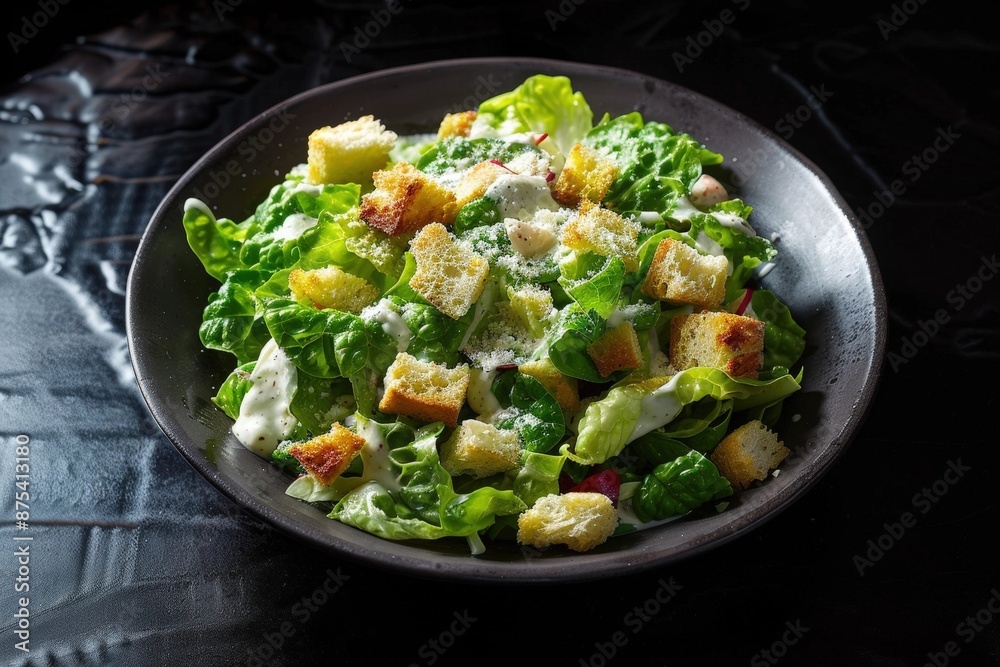 Elegant Caesar Salad with Garlic Croutons and Creamy Parmesan Dressing Elegant Caesar Salad with Garlic Croutons and Creamy Parmesan Dressing
