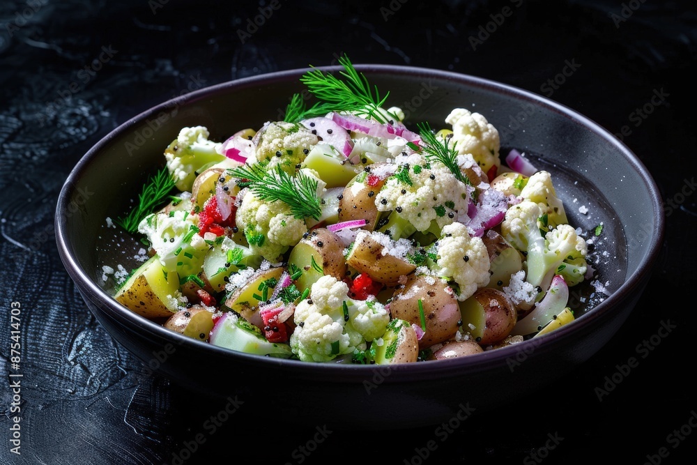 Fresh and Crisp Cauliflower-Potato Salad with Tangy White Wine Vinegar Glaze Fresh and Crisp Cauliflower-Potato Salad with Tangy White Wine Vinegar Glaze