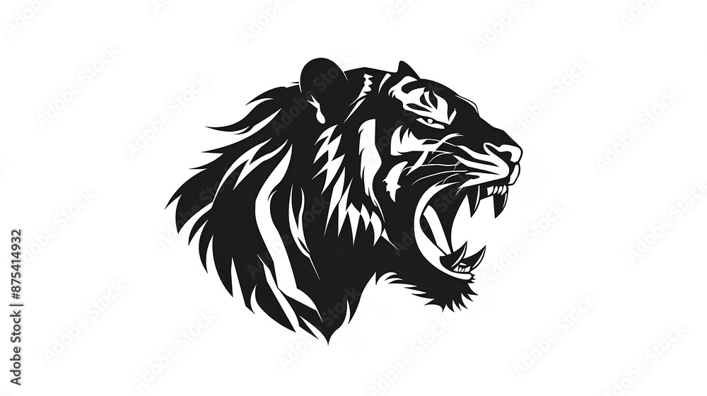 illustration of a black tiger on a white background illustration of a black tiger on a white background