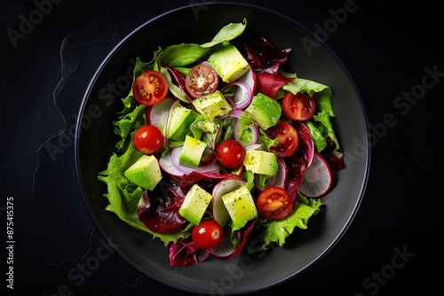 Mouthwatering Debis Salad with Avocado, Cherry Tomatoes, and Radicchio photo