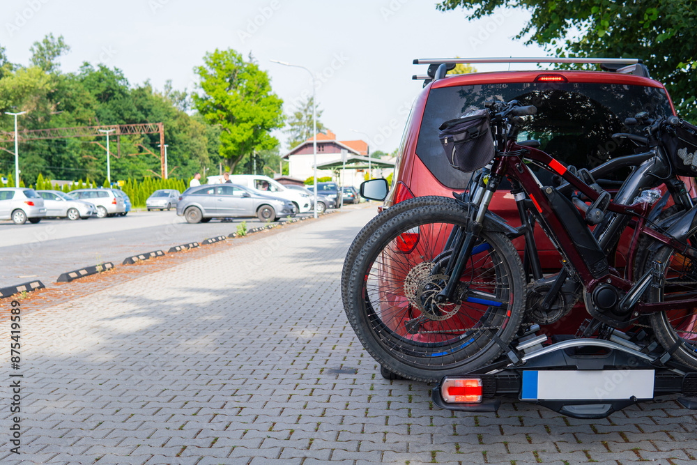 Car with Bike Rack - Family Cycling Trip Car with Bike Rack - Family Cycling Trip
