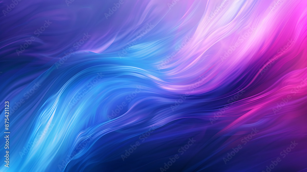 Flowing Abstract Digital Art in Blue and Pink