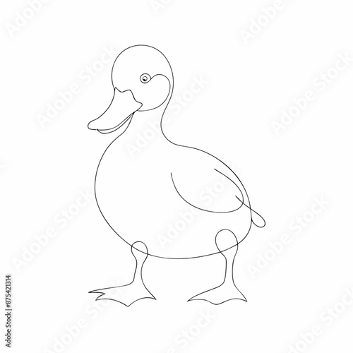 Duckling drawing by continuous line art, isolated white background (20)