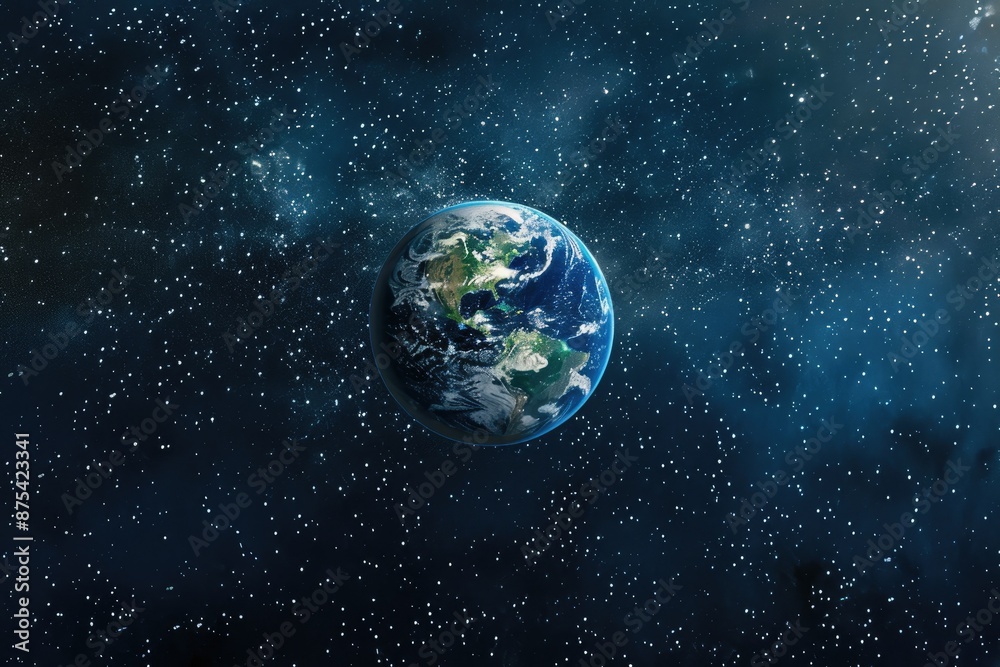 Obraz premium Nighttime view of Earth from space with elements from