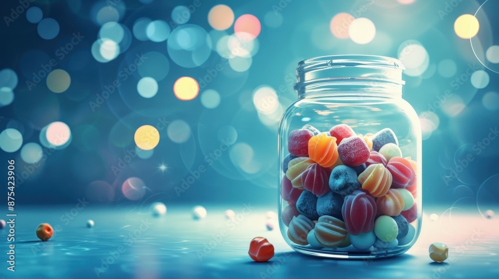 A jar filled with holiday sweets A jar filled with holiday sweets