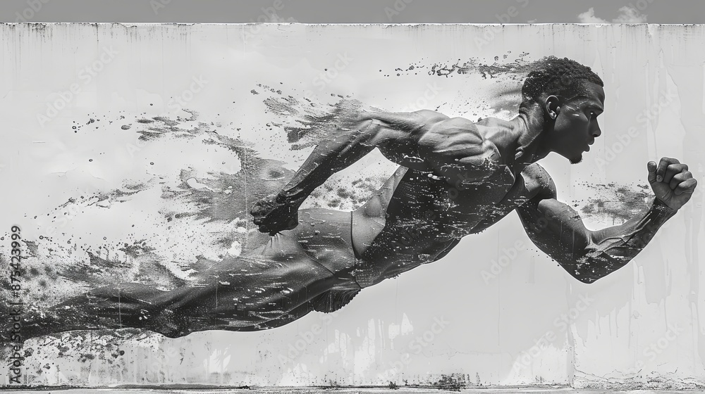 Fototapeta premium abstract illustration of a running flying man.