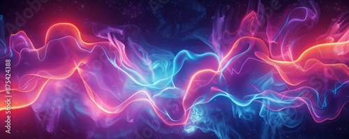 Neon outlines of abstract shapes