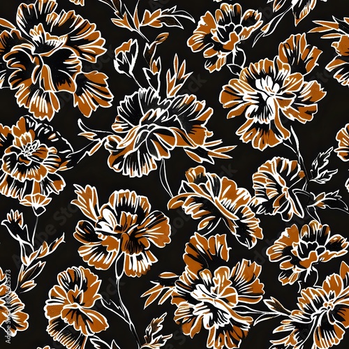 Classic Carnation Floral Repeat Pattern