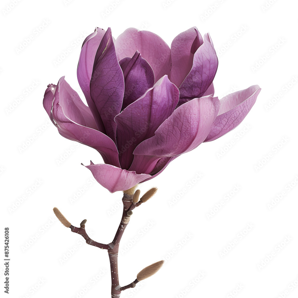 Fototapeta premium Purple magnolia flower isolated on white background