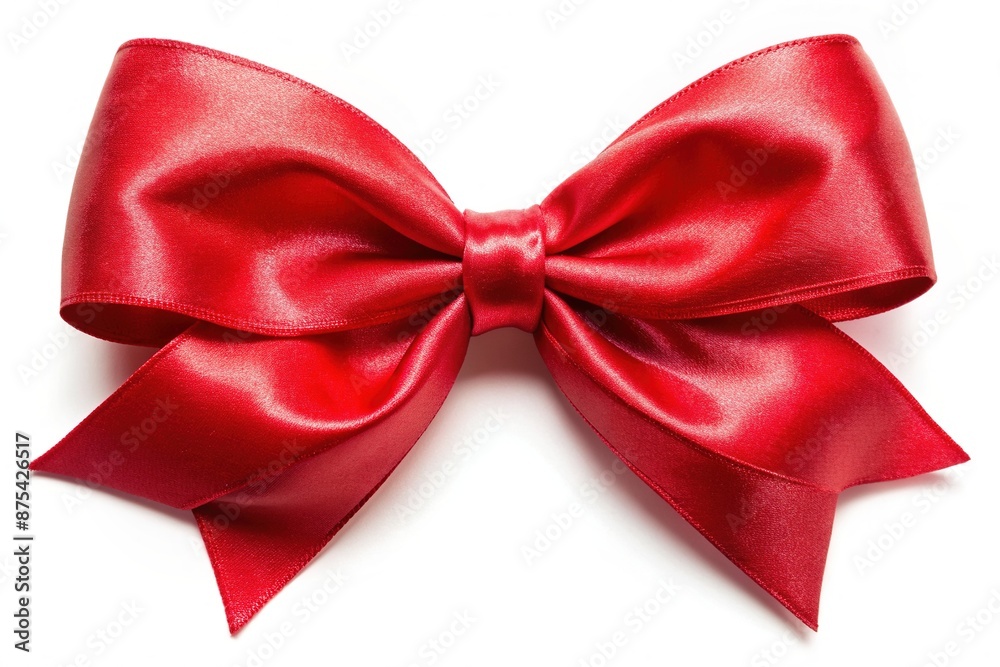 Vibrant red satin ribbon gently tied in a perfect bow, adorned with subtle sheen, against a soft white background, evoking elegance and sophistication. Vibrant red satin ribbon gently tied in a perfect bow, adorned with subtle sheen, against a soft white background, evoking elegance and sophistication.