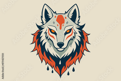 Mythical wolf tattoo style. vector style, t-shirt design. light strokes, paint dripping vector illustration 