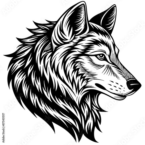 wolf in profile gazing upwards vector art