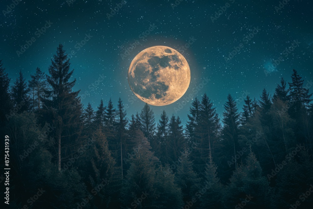 Full Moon Over Forest Full Moon Over Forest