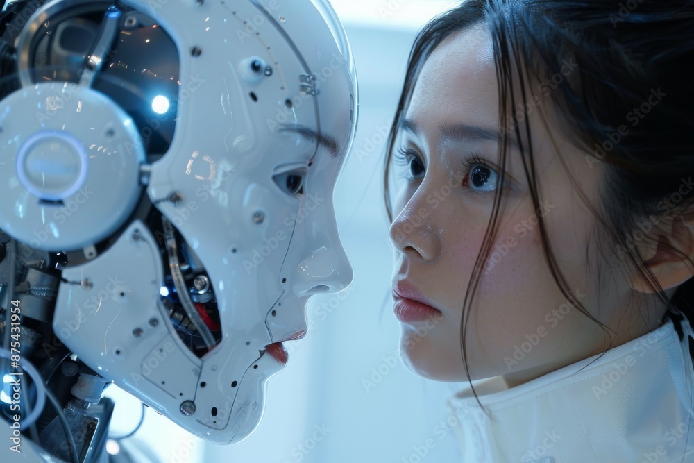 Woman Staring at Robot Woman Staring at Robot