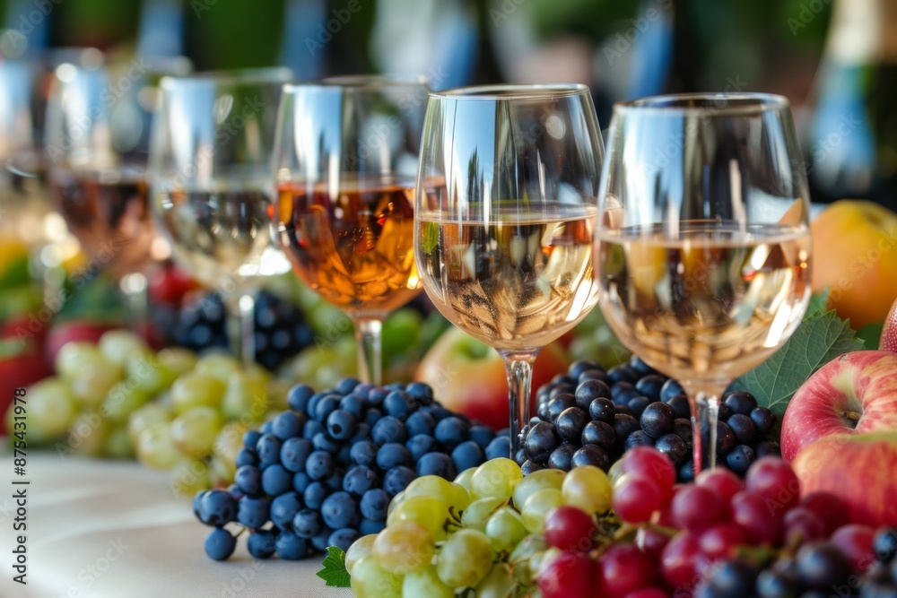 Fototapeta premium Fruit and Wine Tasting Display