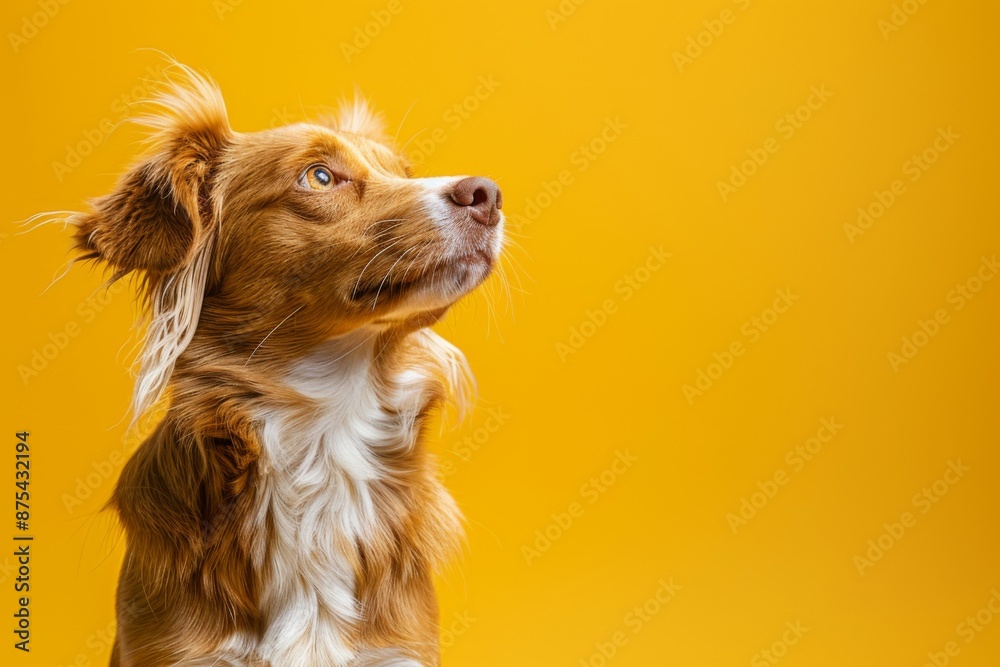Beautiful Dog Portrait on Yellow Background