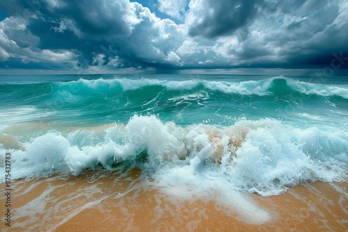 Stormy Sea Waves Crashing on Beach © Sandu